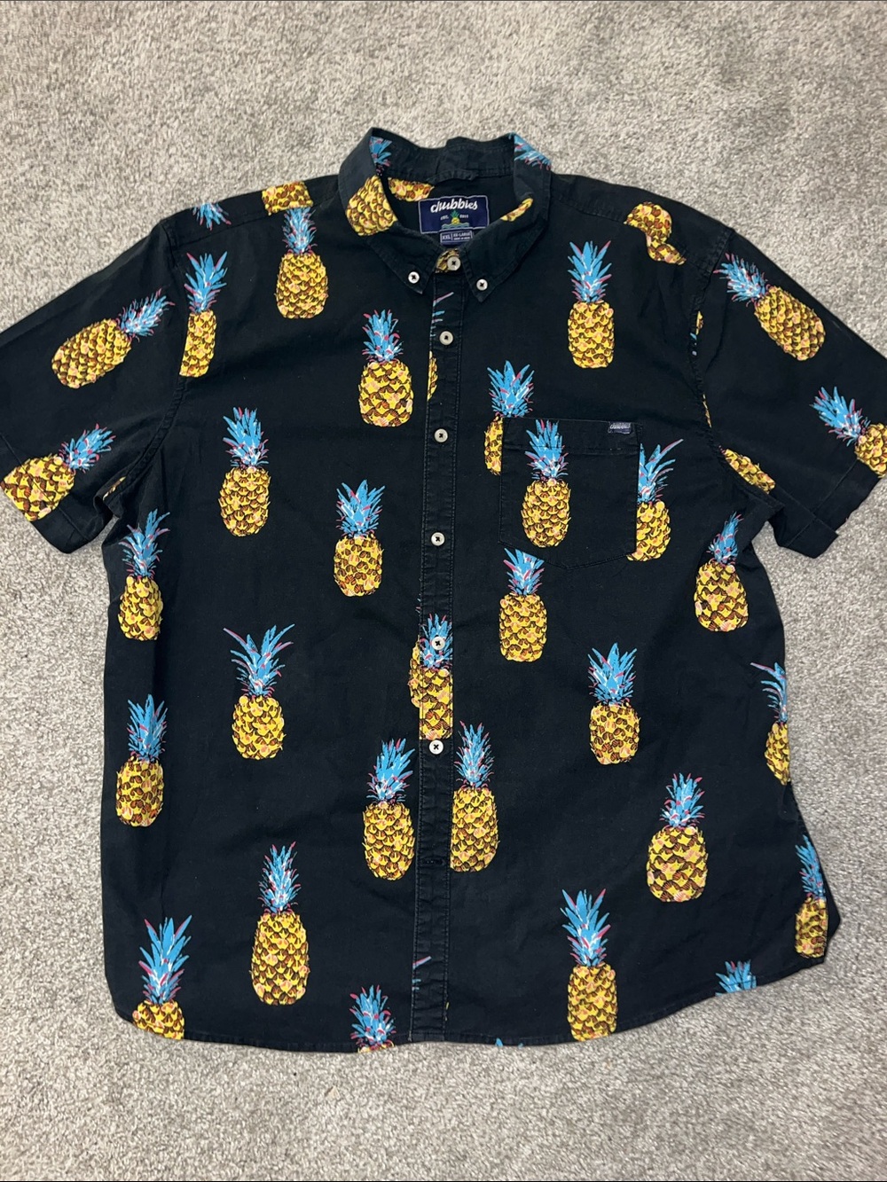 Chubbies Pineapple Blue Luau Hawaiian SS Party Shirt XXL Regular Fit
